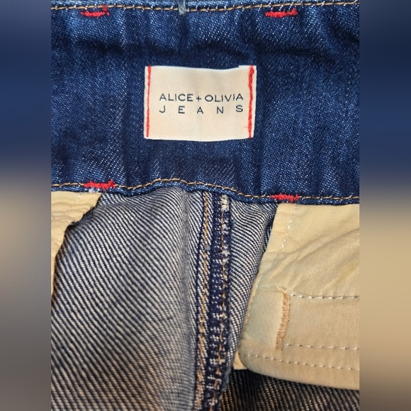 Alice + Olivia Anders Low Rise Pleated Wide Leg Jeans Love Train Dark Wash Sz 29 - Picture 15 of 16